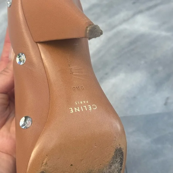 Celine Brown Crystal embellished Nappa pumps Size 9.5 - Picture 5 of 6